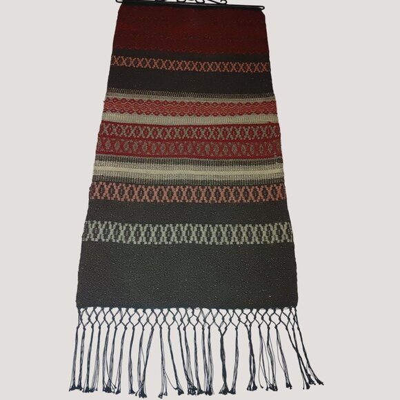 Swedish Hand-Loomed Gubba Weven Bound Weave Wall Hanging Textile Art Fringe - Picture 2 of 14